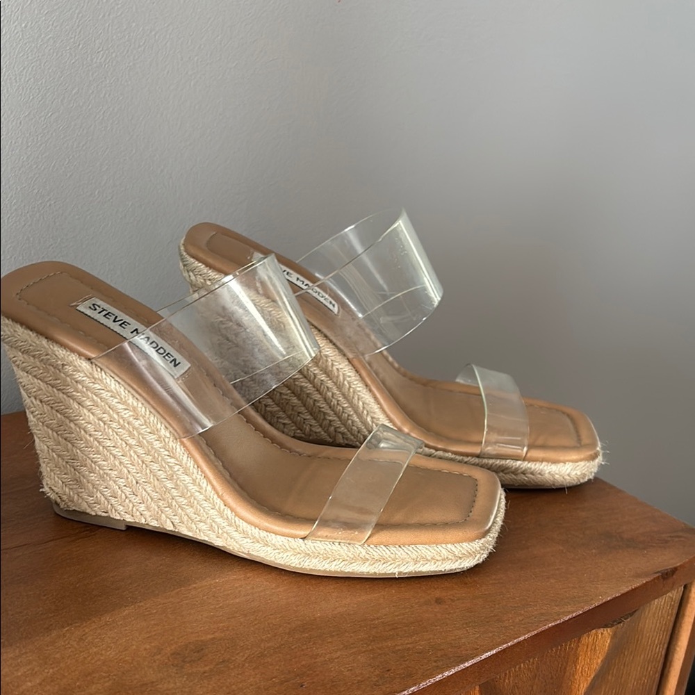Steve Madden Clear Wedge Sandals